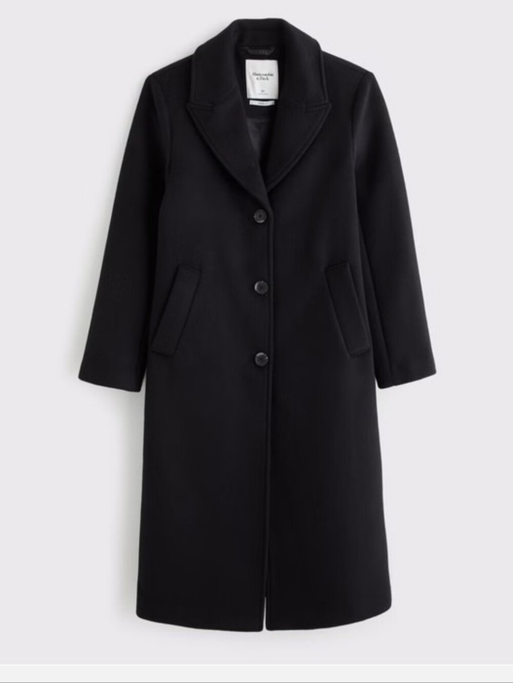 Abercrombie & Fitch Black Long Trench Coat Wool Blend XS EUC